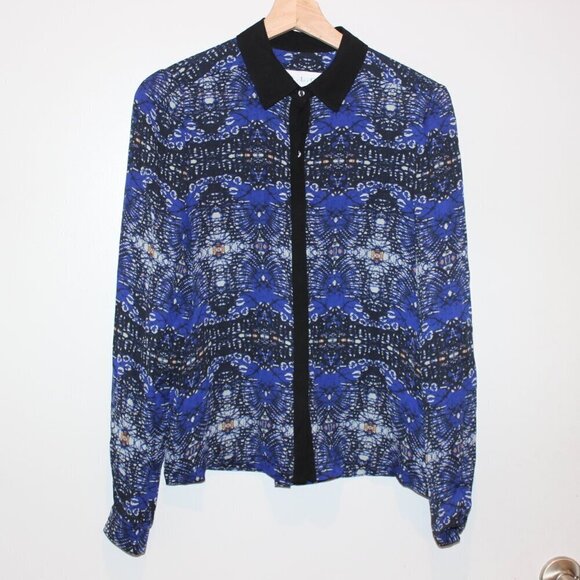 A.L.C. Tops - A.L.C. Blue 100% Silk Long Sleeve Button Down Blouse Women's Size XS